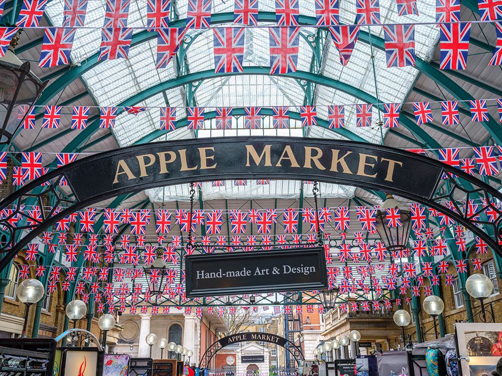England flags on Covent Gardens market, London art print by Assaf Frank for $57.95 CAD