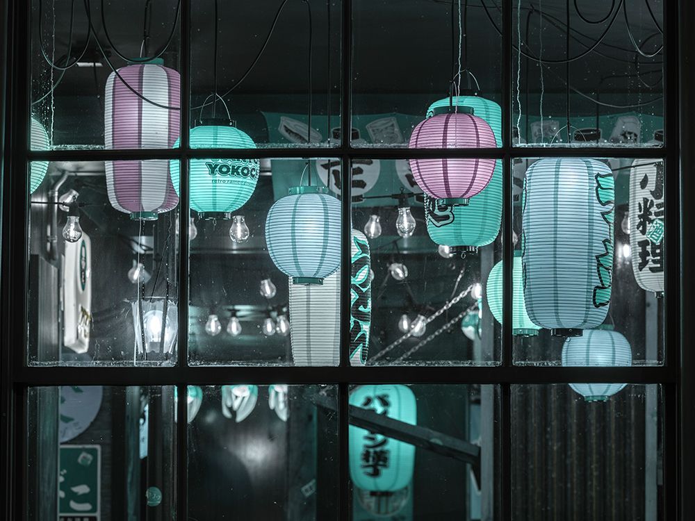 Different types of Chinese Lanterns in a shop art print by Assaf Frank for $57.95 CAD