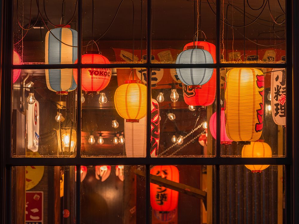 Different types of Chinese Lantern in a shop art print by Assaf Frank for $57.95 CAD