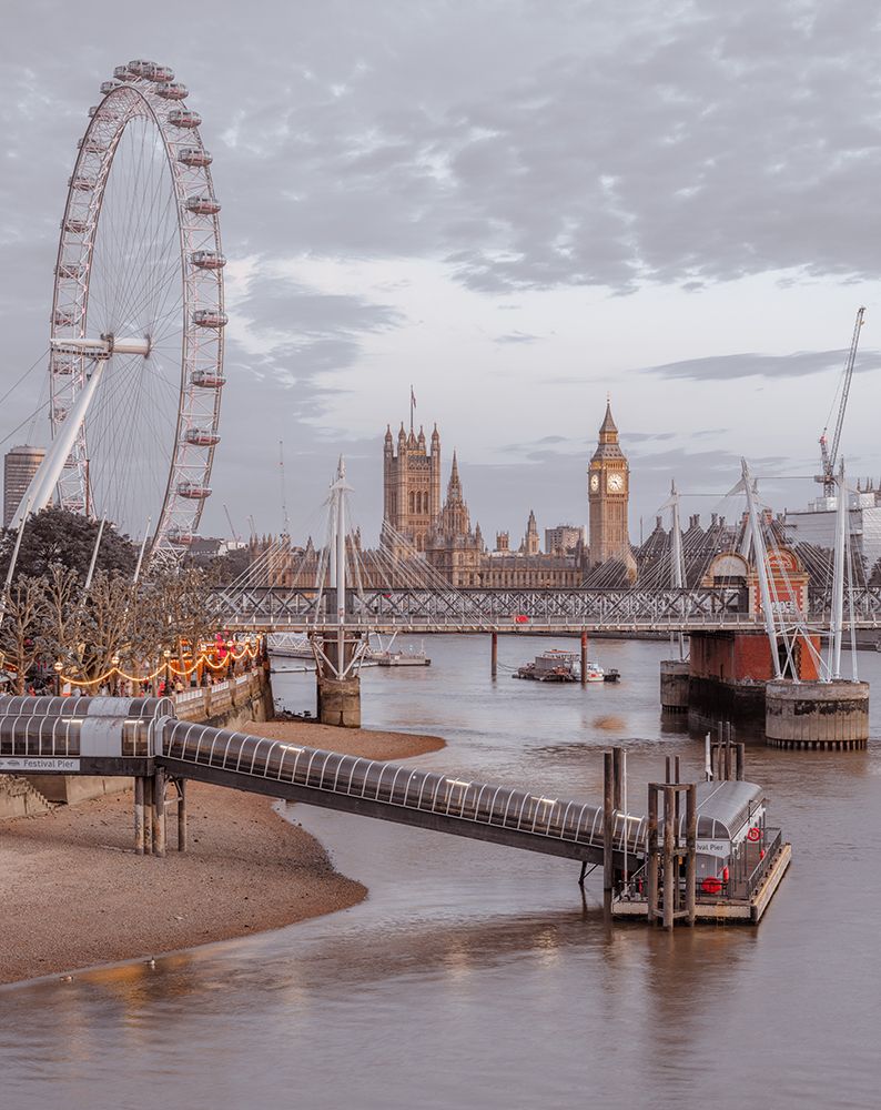 Golden Jubilee over River Thames with Westminster Abby and London eye art print by Assaf Frank for $57.95 CAD