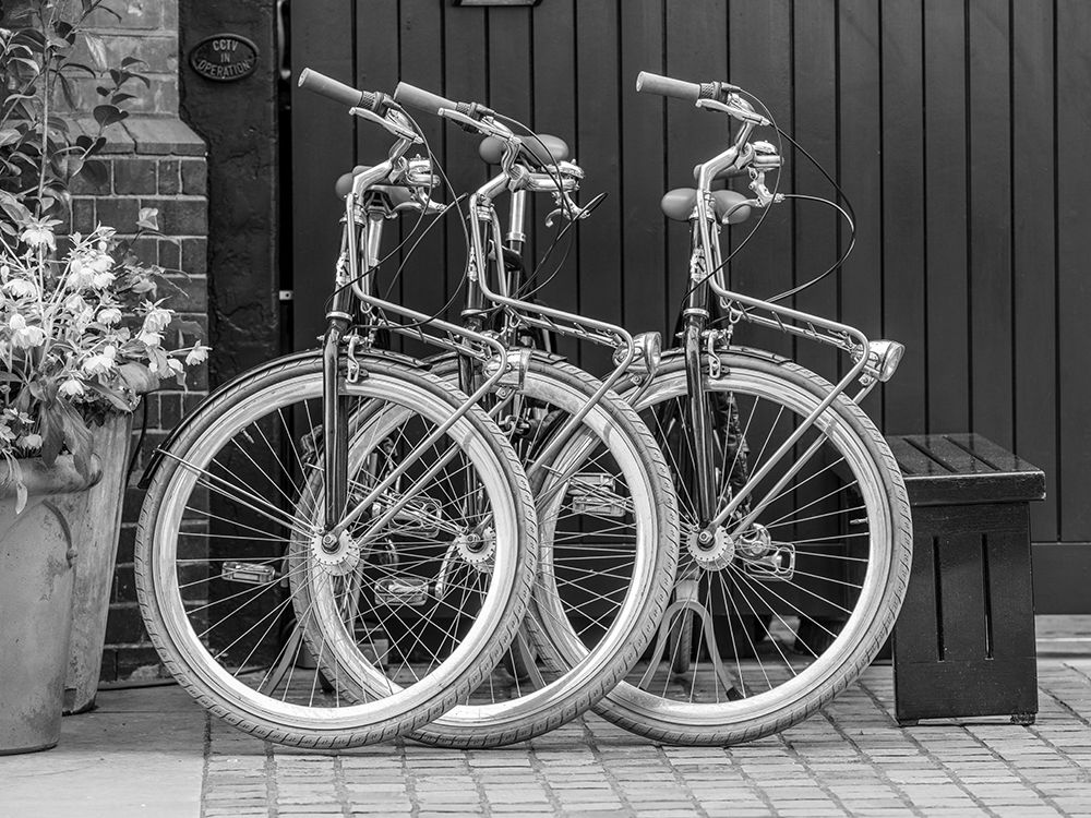 Bicycles parked along the street art print by Assaf Frank for $57.95 CAD