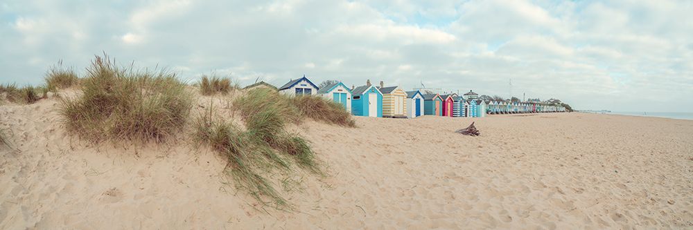 Beach huts on sandy seashore art print by Assaf Frank for $57.95 CAD