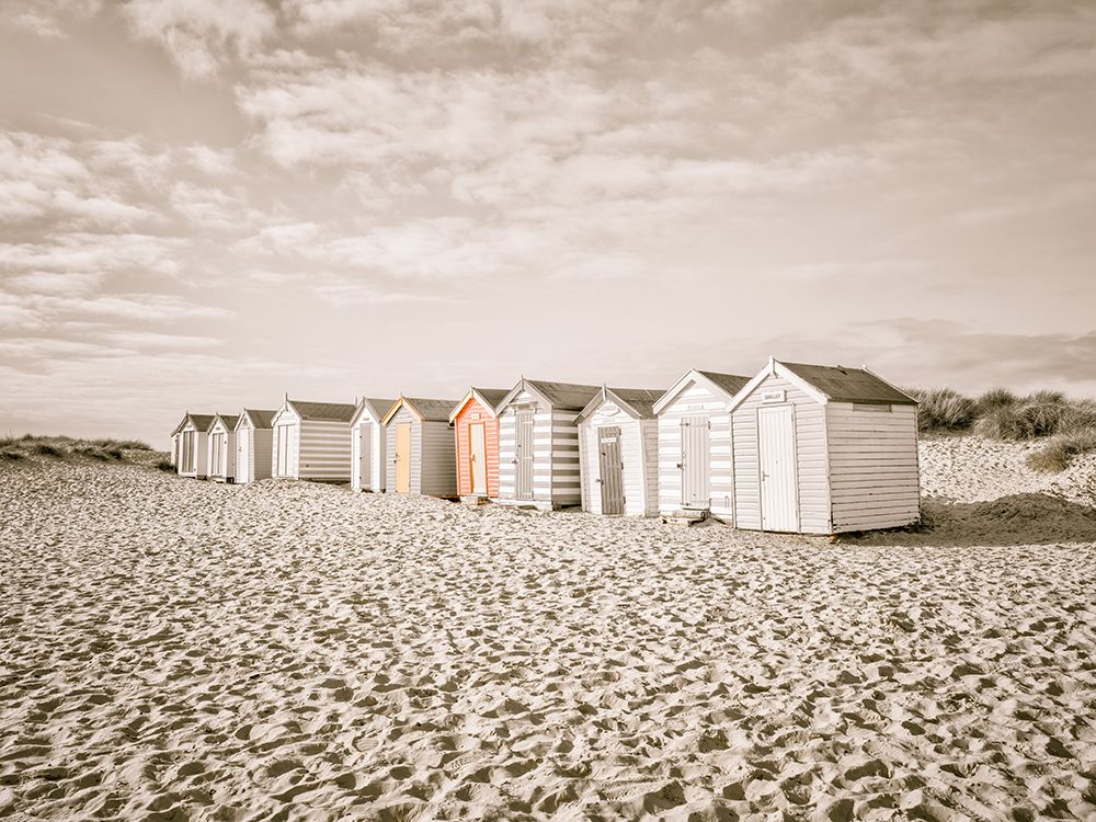Beach huts on sandy seashore art print by Assaf Frank for $57.95 CAD