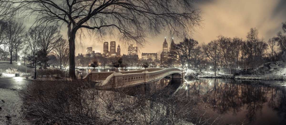 Central park Bow Bridge with Manhattan skyline, New York art print by Assaf Frank for $57.95 CAD