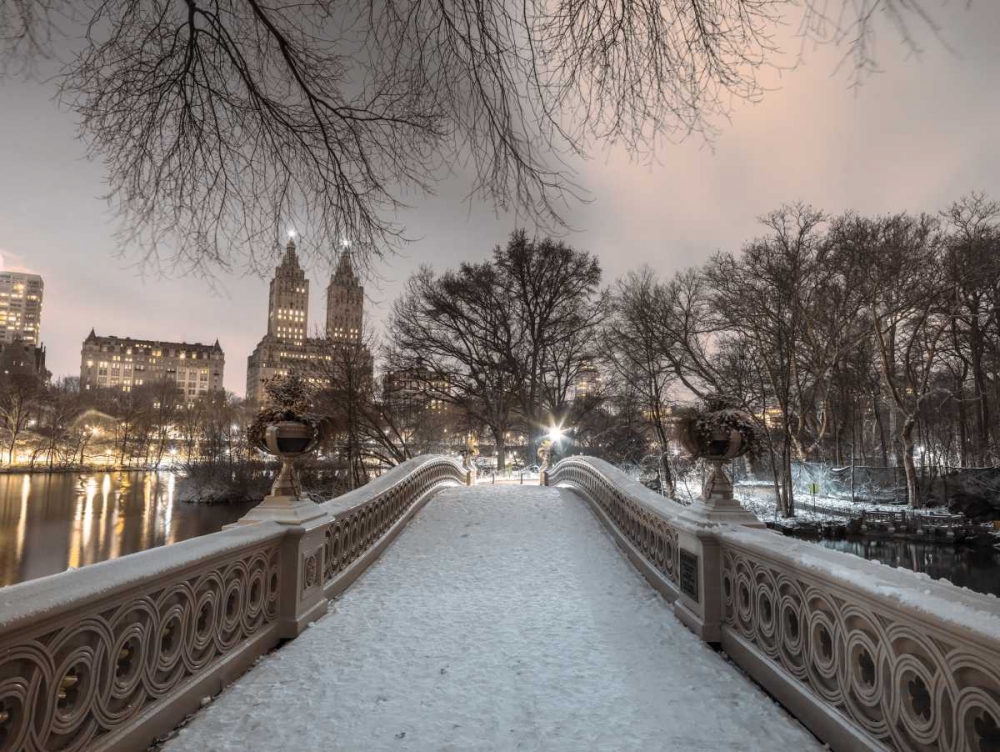 Central park Bow Bridge with Manhattan skyline, New York, AF20160117-746 art print by Assaf Frank for $57.95 CAD