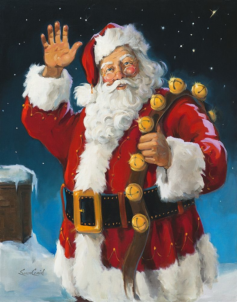 Santa On The Roof art print by Susan Comish for $57.95 CAD