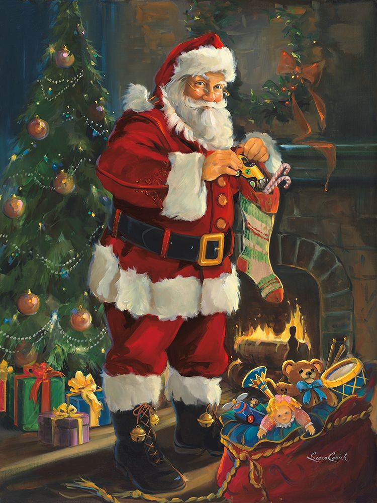 Sneaking Santa art print by Susan Comish for $57.95 CAD