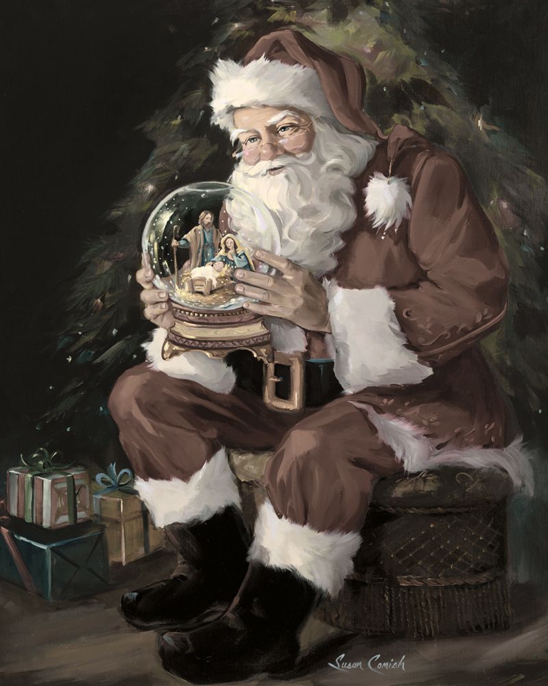 Santa Snow Globe Recolored art print by Susan Comish for $57.95 CAD