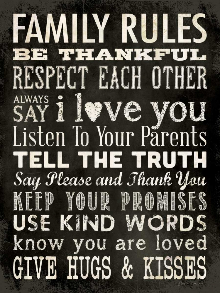 Family Rules - Black art print by Stephanie Marrott for $57.95 CAD