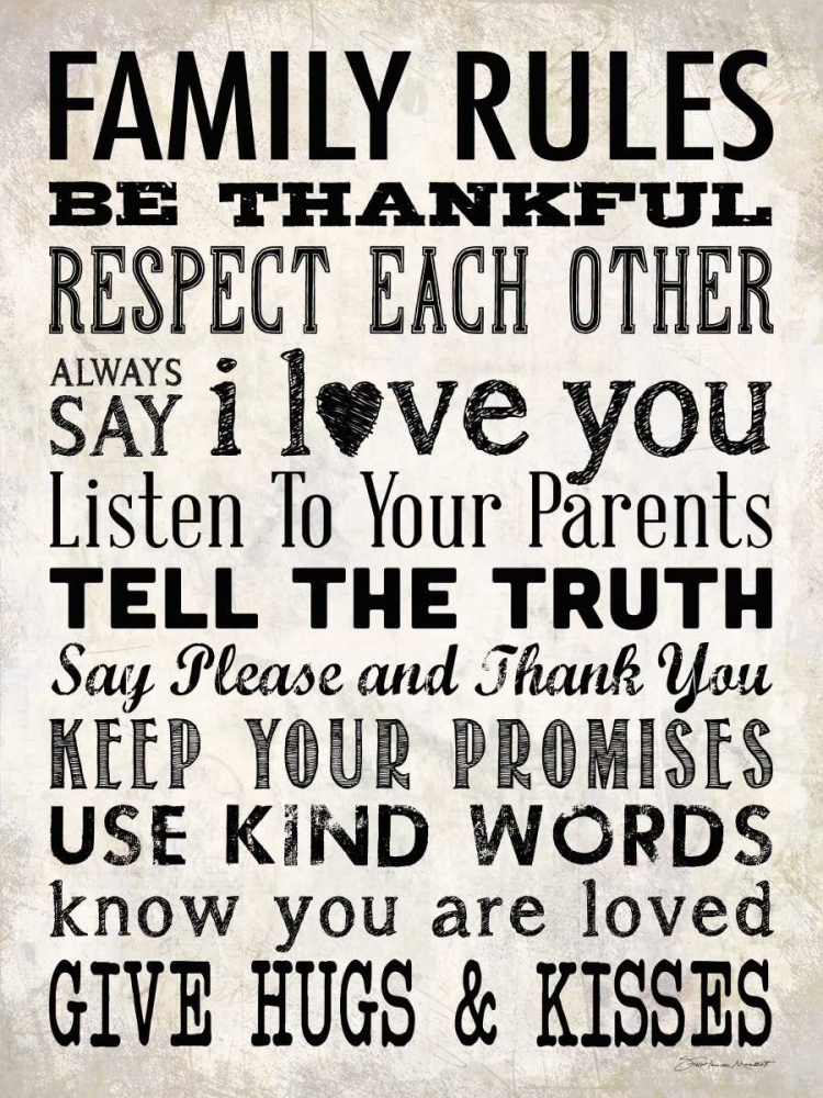 Family Rules - Cream art print by Stephanie Marrott for $57.95 CAD