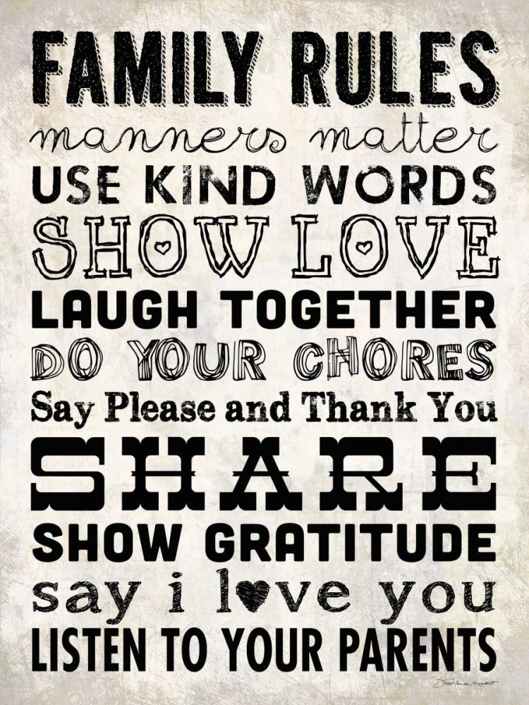 Family Rules - Cream II art print by Stephanie Marrott for $57.95 CAD