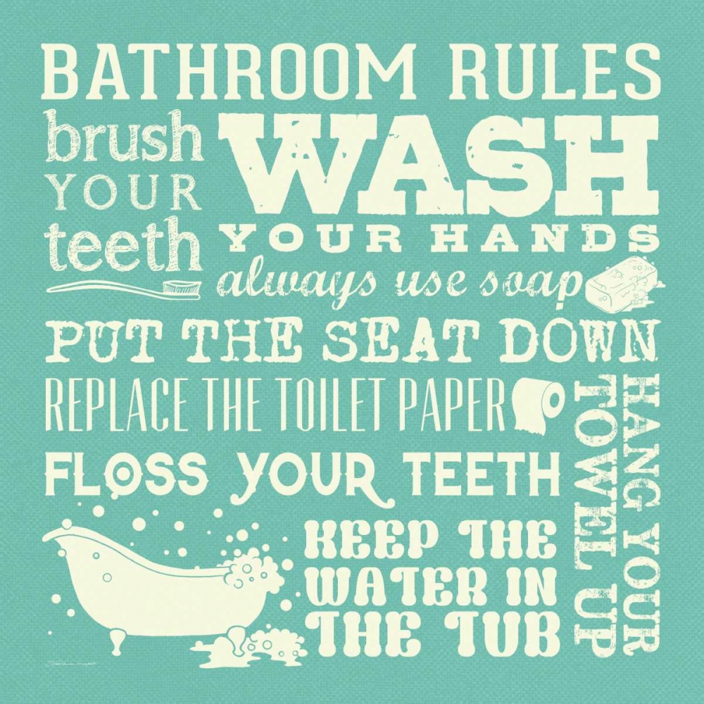 Bath Rules - Green art print by Stephanie Marrott for $57.95 CAD
