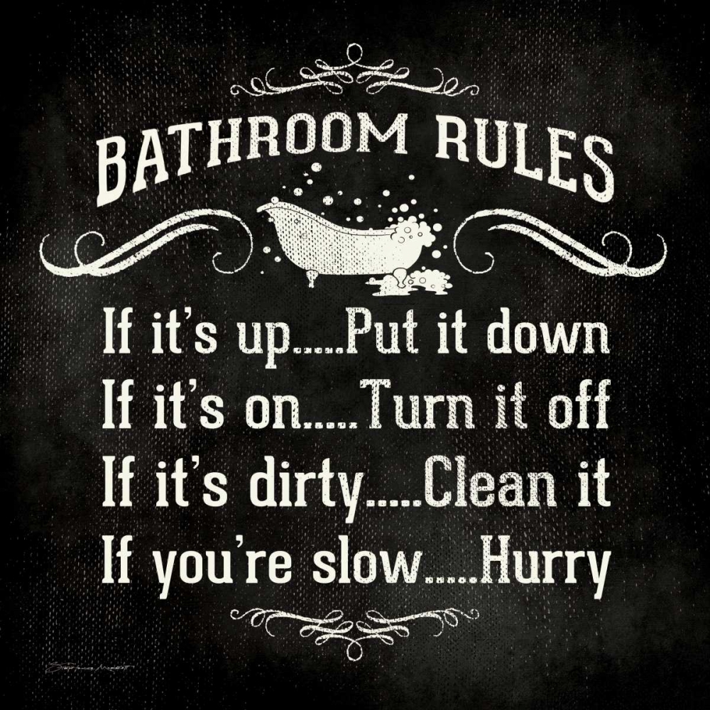 Bathroom Rules - Black art print by Stephanie Marrott for $57.95 CAD