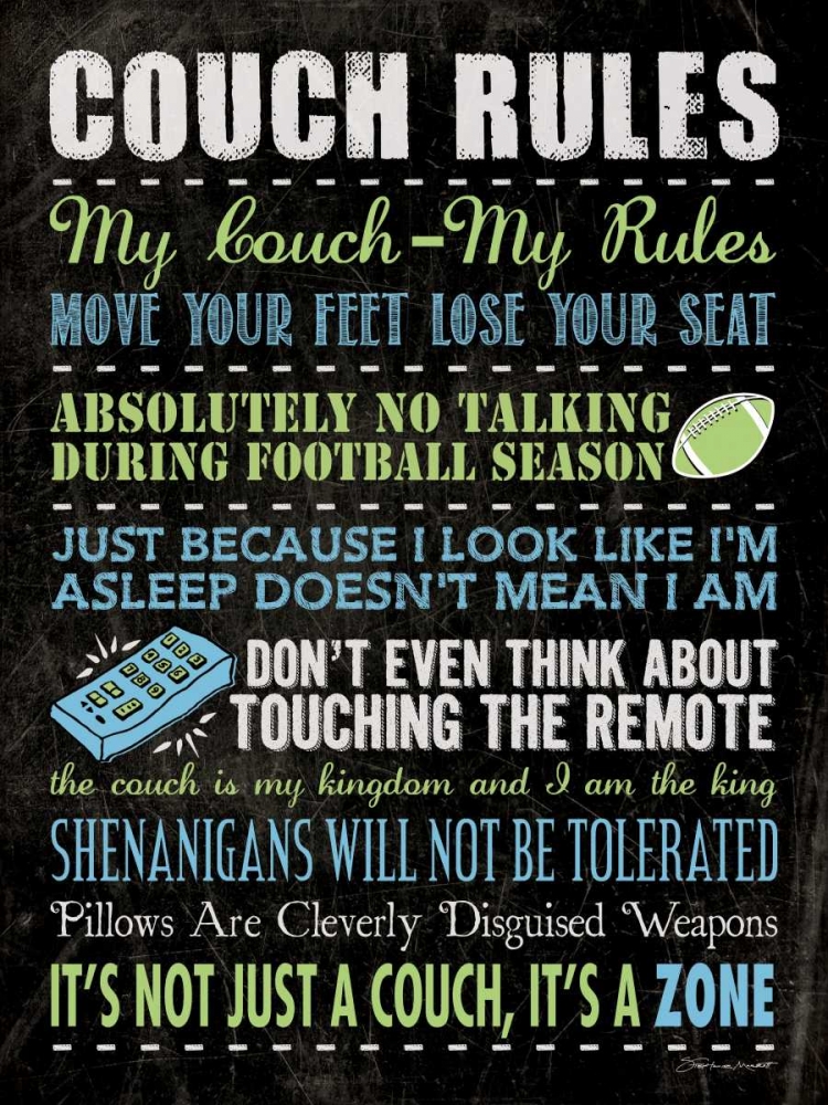Couch Rules - Black art print by Stephanie Marrott for $57.95 CAD