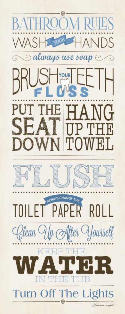 Bathroom Rules art print by Stephanie Marrott for $57.95 CAD