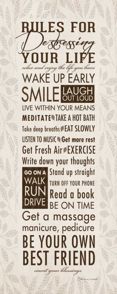 Rules For Destressing art print by Stephanie Marrott for $57.95 CAD