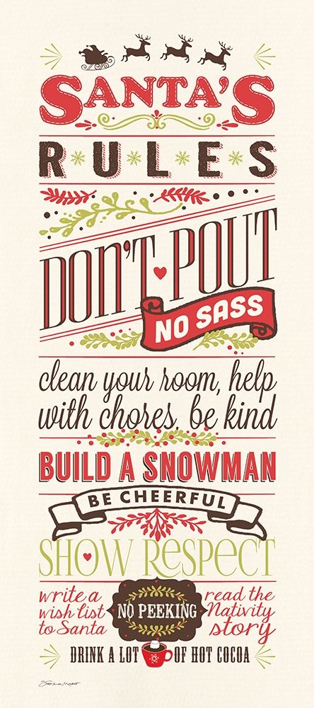 Santas Rules art print by Stephanie Marrott for $57.95 CAD