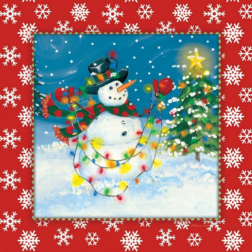 Snowman and Lights art print by Stephanie Marrott for $57.95 CAD