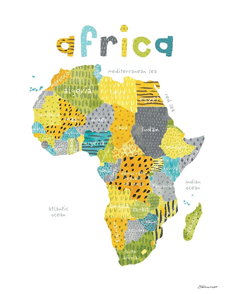 Map of Africa art print by Stephanie Marrott for $57.95 CAD
