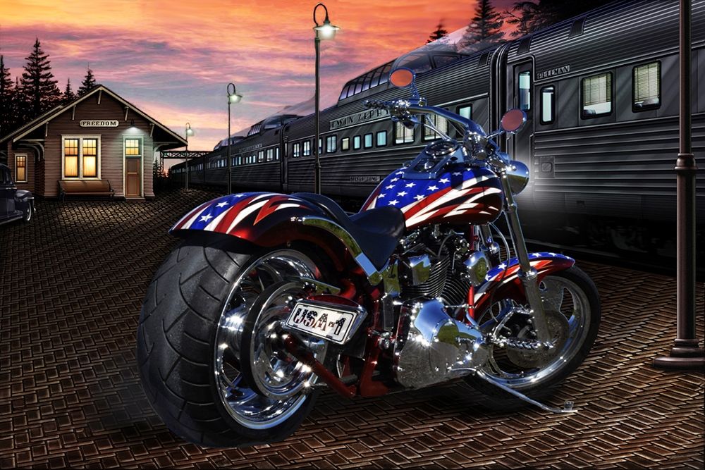 Custom Bike Sunset art print by Helen Flint for $57.95 CAD