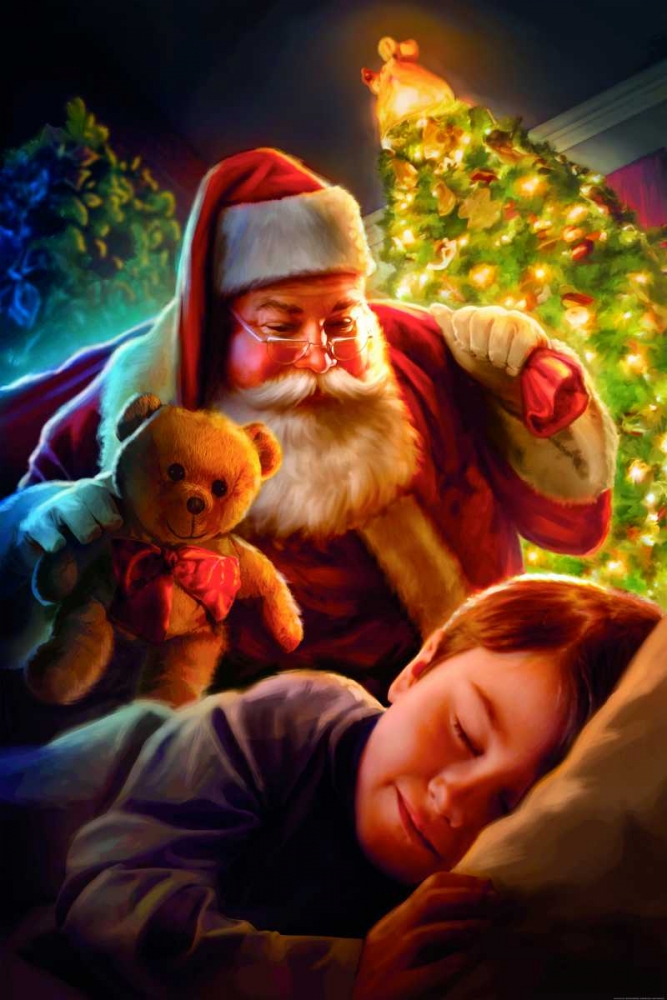 Santa Teddy Bear art print by JJ Brando for $57.95 CAD