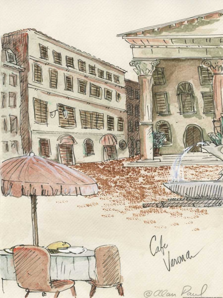 Cafe Verona art print by Alan Paul for $57.95 CAD