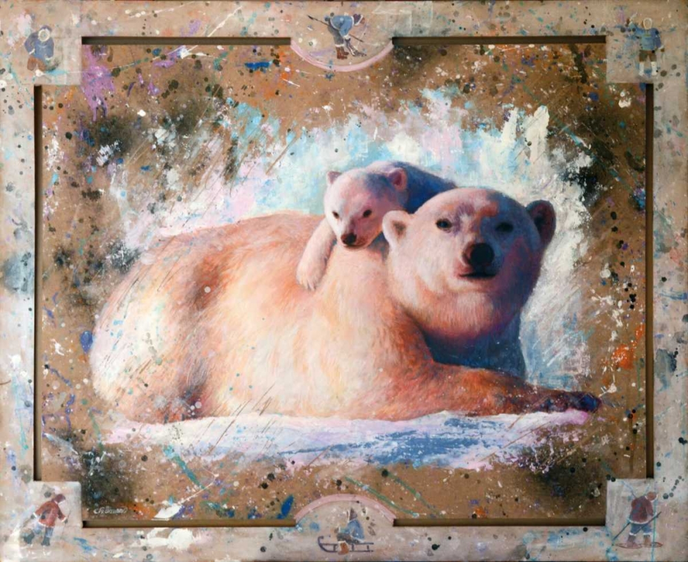 Polar bear with cub 01 art print by Jean-Marc Chamard for $57.95 CAD