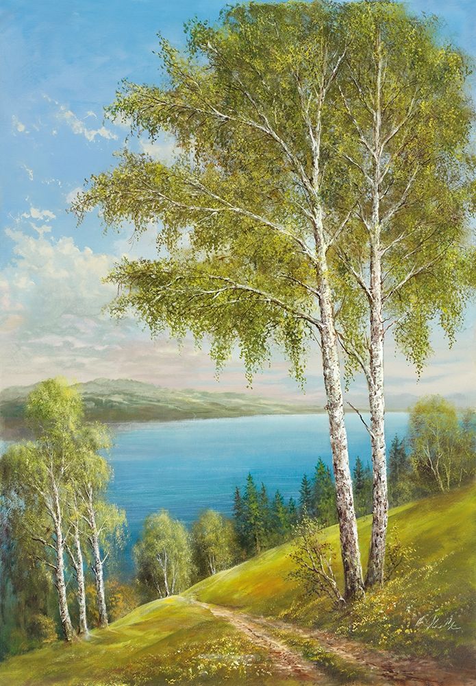 BIRCHES AT THE LAKE II art print by Helmut Glassl for $57.95 CAD