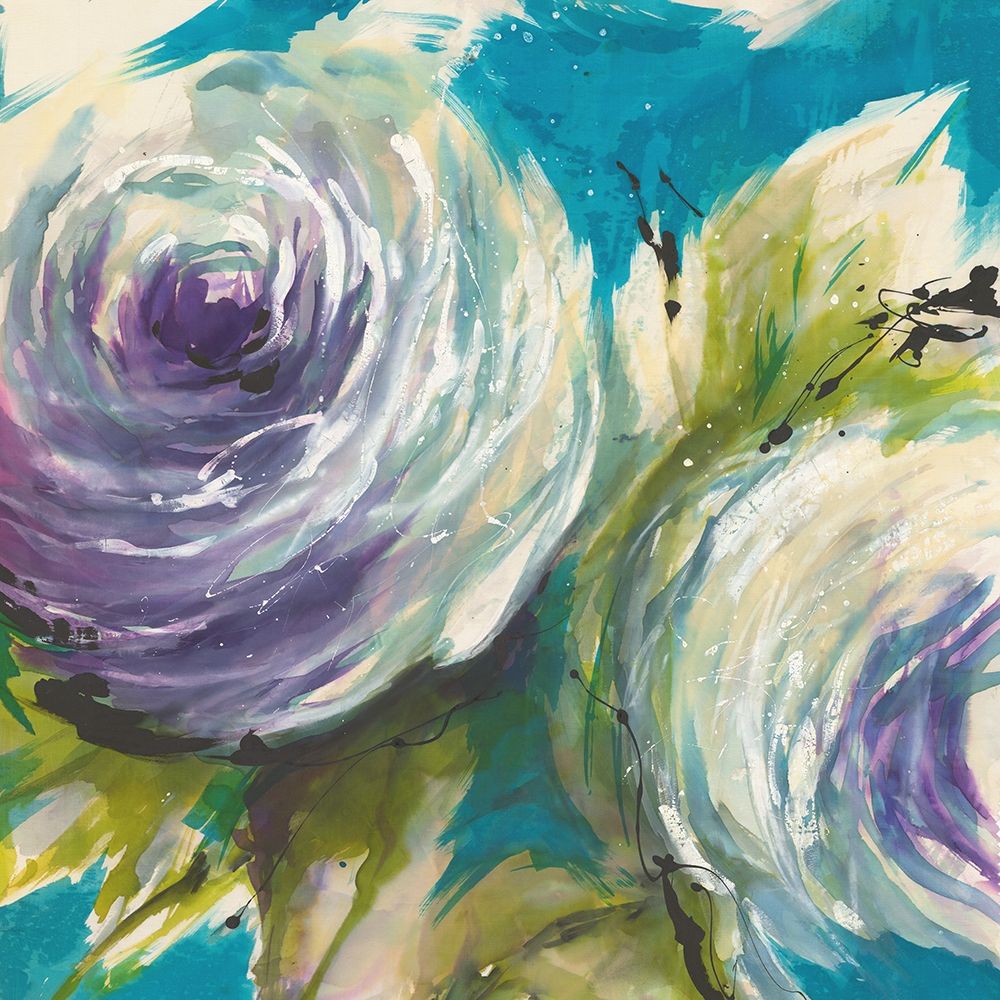 Floral ON TURQUOIS II art print by Michael Ganz for $57.95 CAD