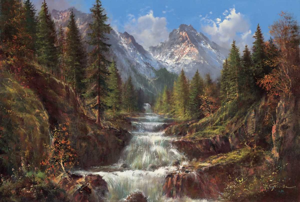 Waterfall In The Carpathians art print by Helmut Glassl for $57.95 CAD