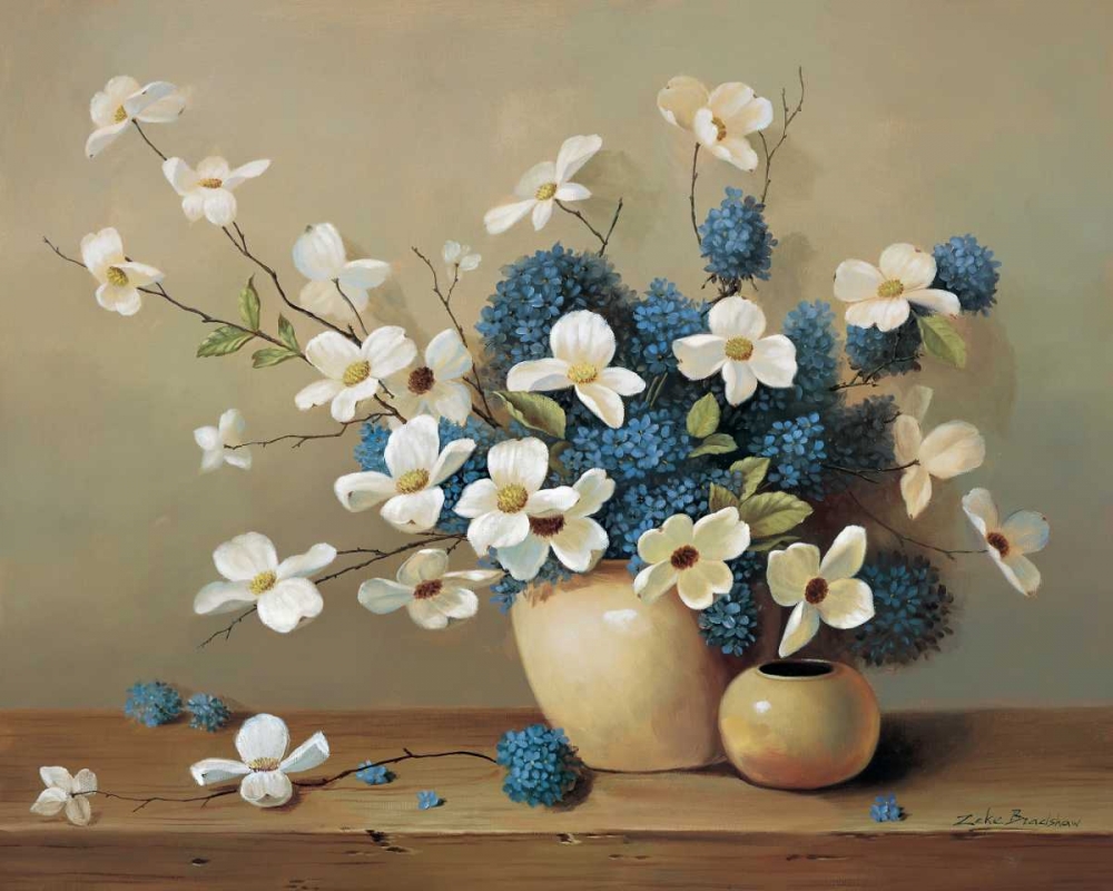White and blue bouquet art print by Zeke Bradshaw for $57.95 CAD
