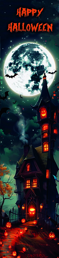 Happy Halloween Haunted House art print by Acorn And Ivory Designs for $57.95 CAD