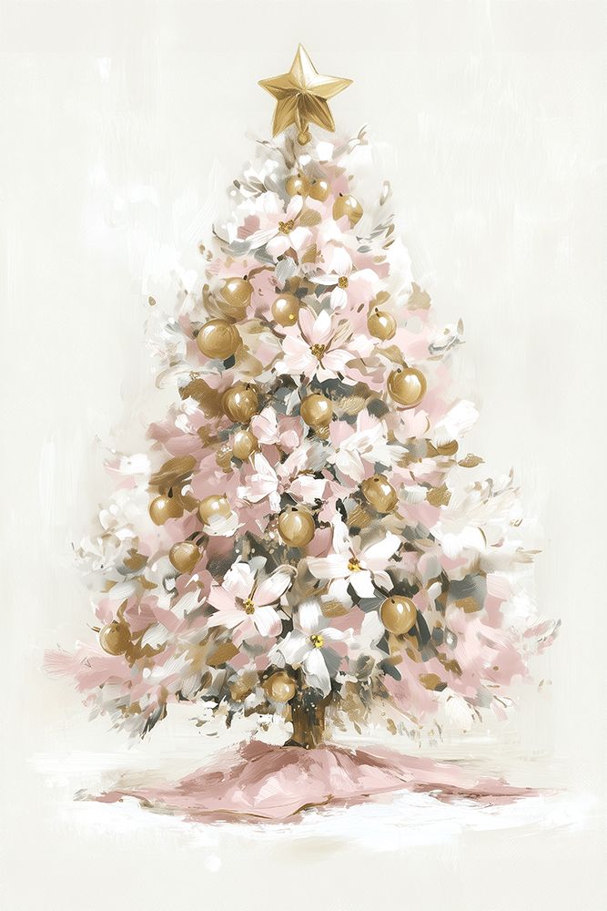 Golden Glow Poinsettia Tree art print by Acorn And Ivory Designs for $57.95 CAD