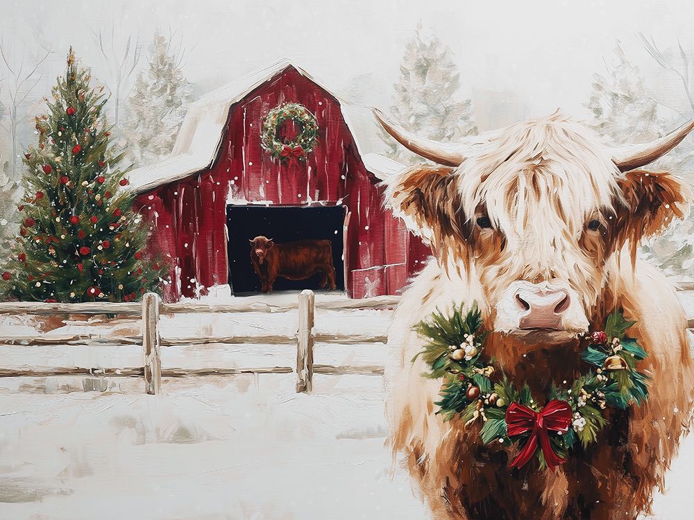 Highland Holiday on the Farm art print by Acorn And Ivory Designs for $57.95 CAD