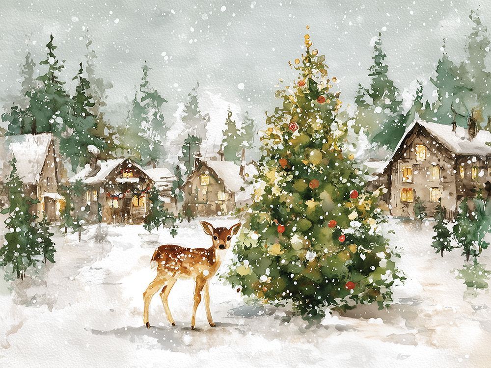 Winter Wonderland Fawn art print by Acorn And Ivory Designs for $57.95 CAD