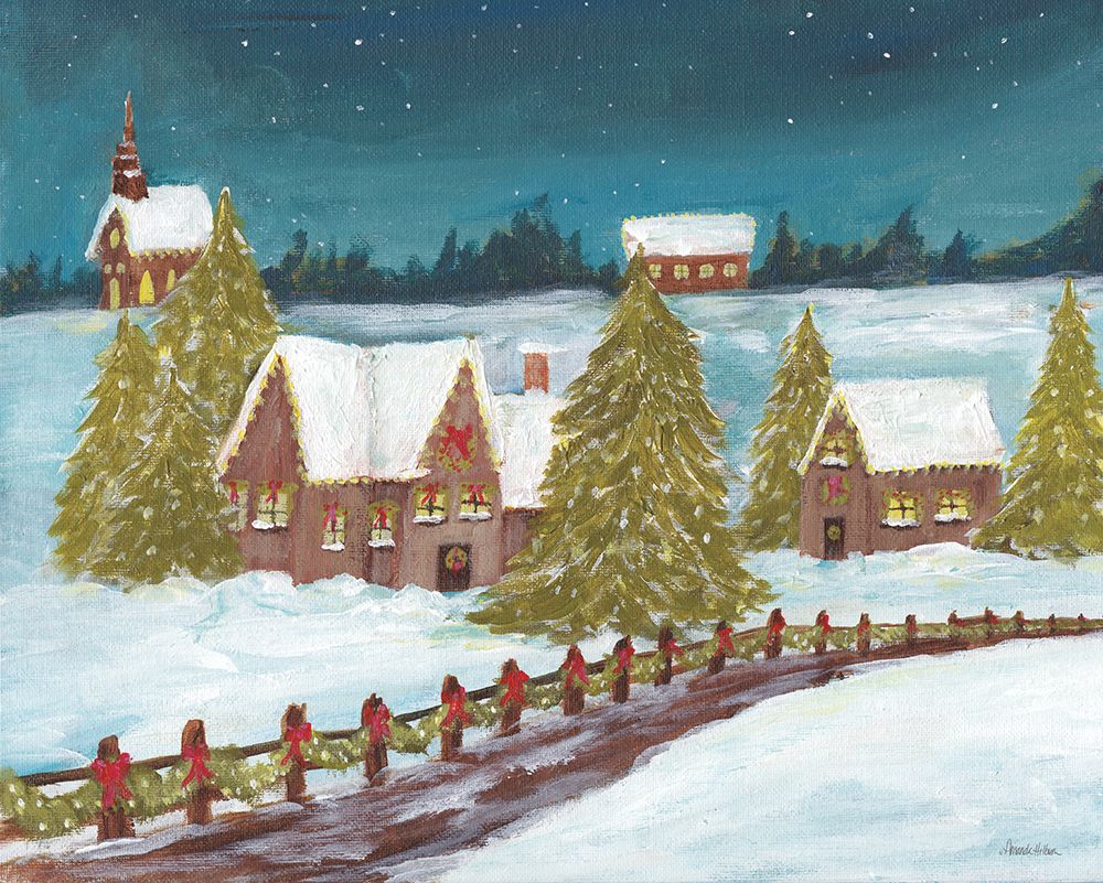 Peaceful Christmas Village art print by Amanda Hilburn for $57.95 CAD