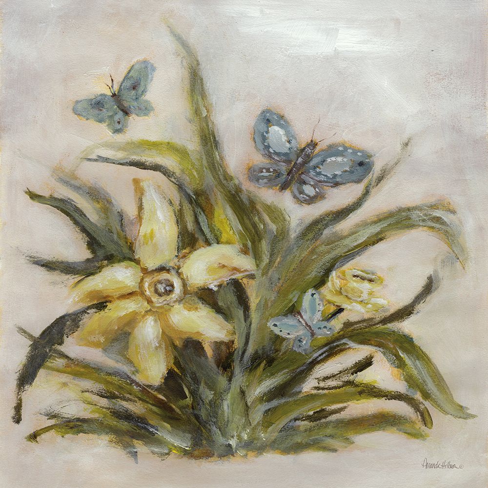 Butterflies and Daffodils art print by Amanda Hilburn for $57.95 CAD