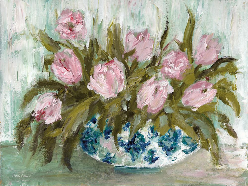 Pink Tulips in Chinoiserie art print by Amanda Hilburn for $57.95 CAD