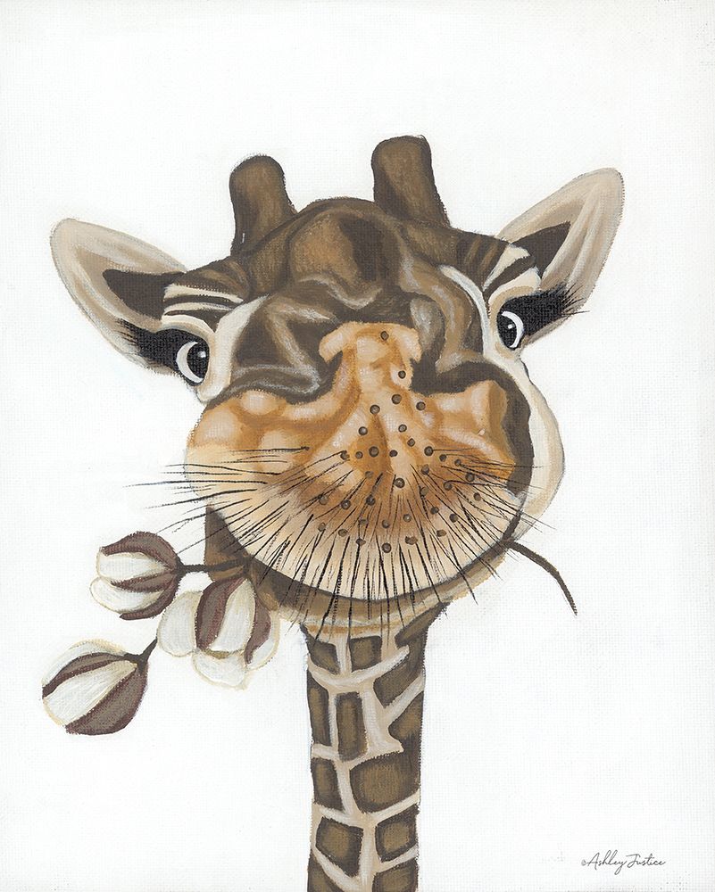 Giraffe with Cotton art print by Ashley Justice for $57.95 CAD