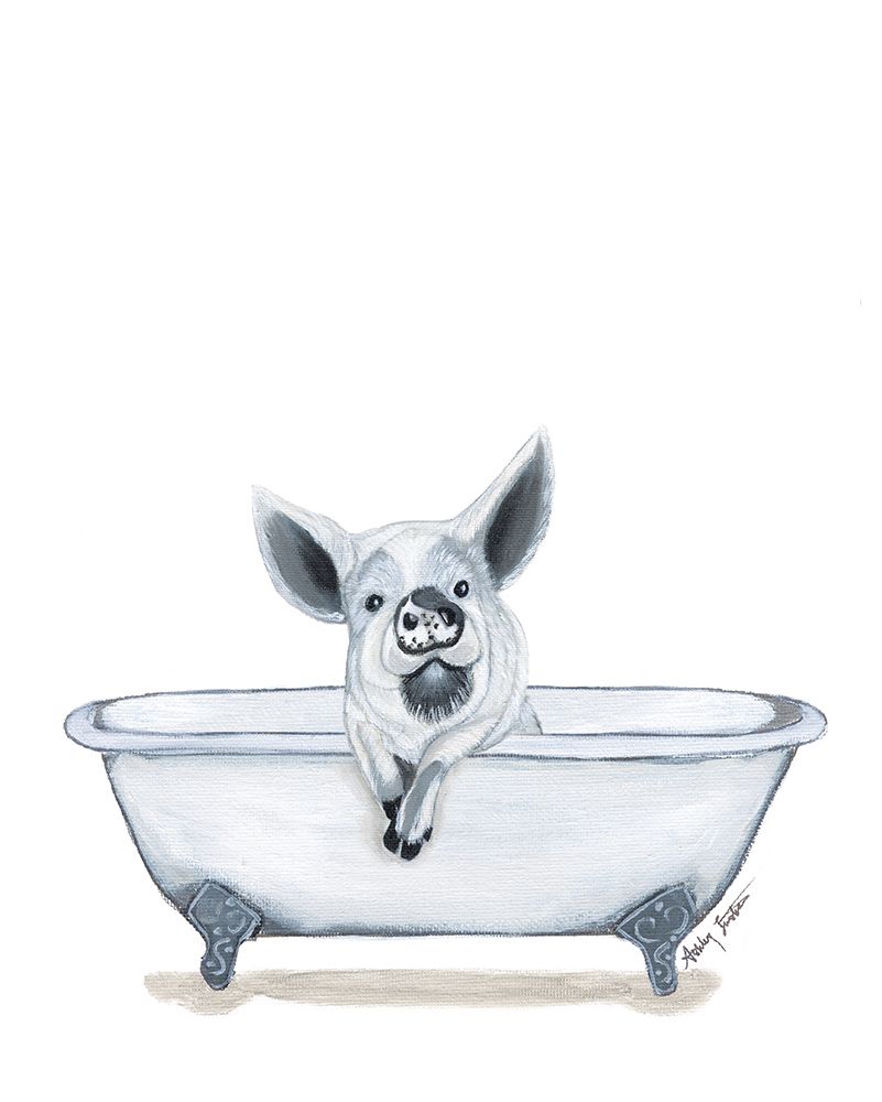 Pig in Tub art print by Ashley Justice for $57.95 CAD