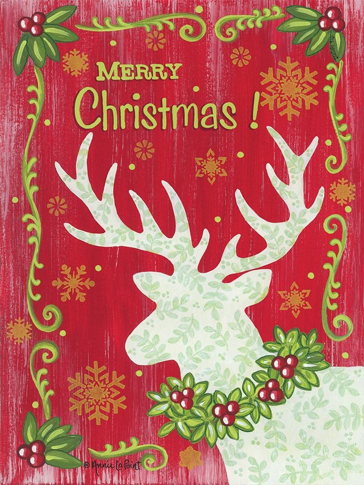 Merry Christmas Reindeer art print by Annie LaPoint for $57.95 CAD