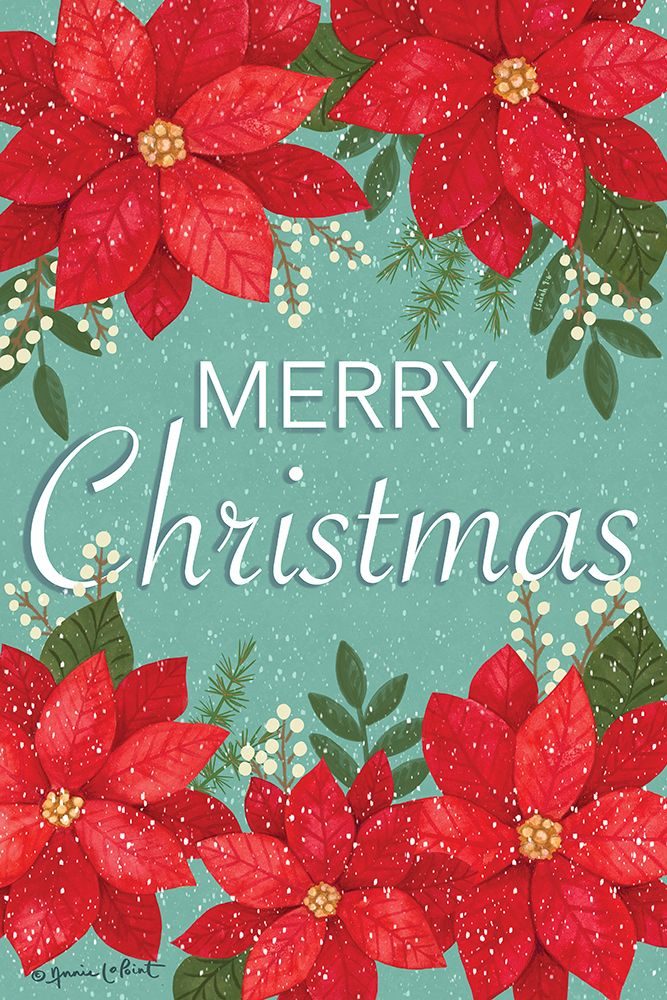 Merry Christmas Poinsettias I art print by Annie LaPoint for $57.95 CAD