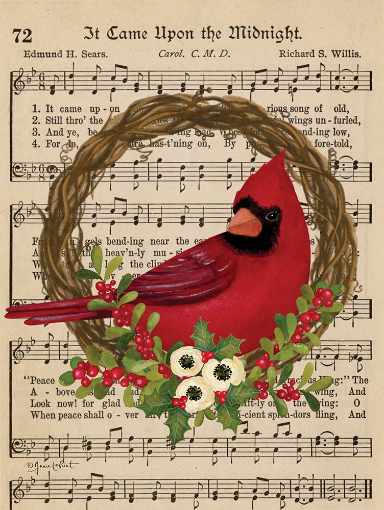 Cardinal Carols Wreath art print by Annie LaPoint for $57.95 CAD