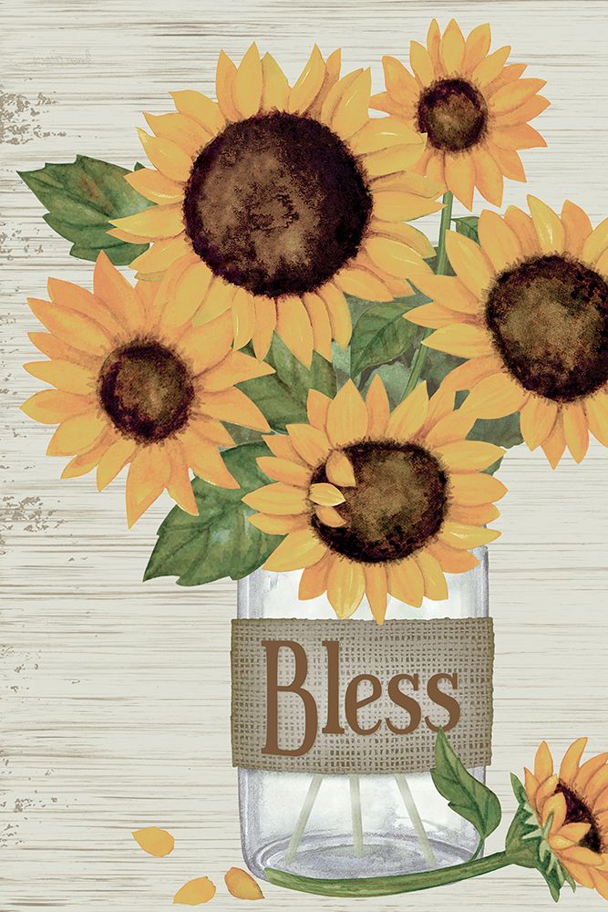 Bless This Home Sunflower Triptych I art print by Annie LaPoint for $57.95 CAD