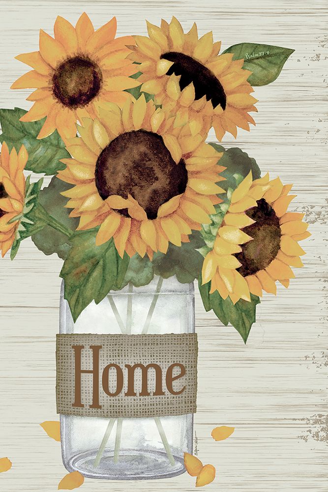 Bless This Home Sunflower Triptych III art print by Annie LaPoint for $57.95 CAD