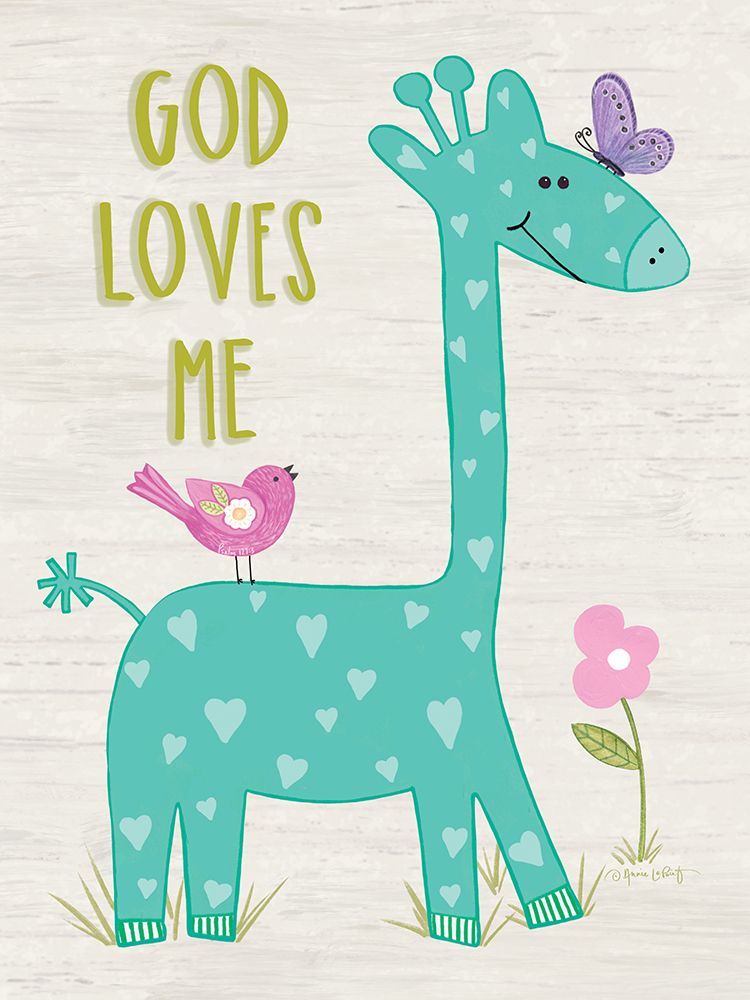 God Loves Me Giraffe art print by Annie LaPoint for $57.95 CAD