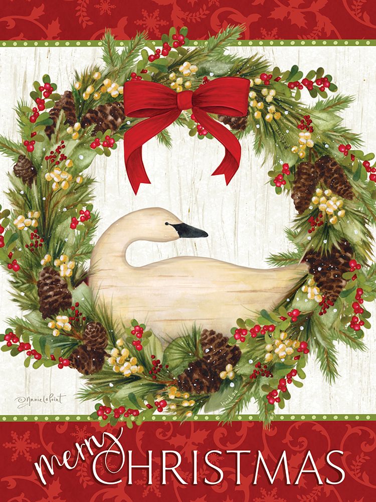 Merry Christmas Goose Wreath art print by Annie LaPoint for $57.95 CAD