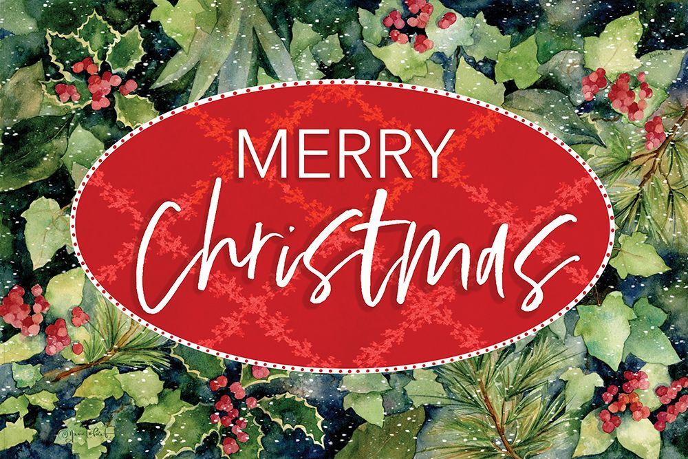 Merry Christmas Holly And Berries art print by Annie LaPoint for $57.95 CAD