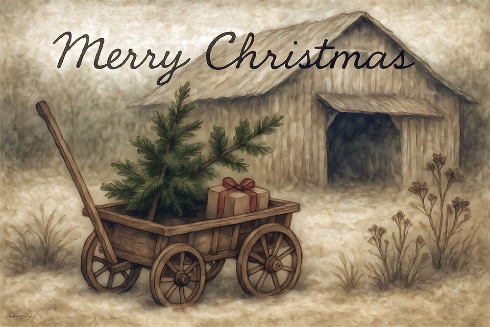Merry Christmas Cart art print by Anthony Smith for $57.95 CAD