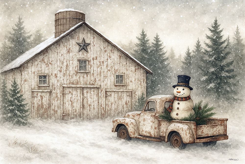 Snowman Delivery art print by Anthony Smith for $57.95 CAD